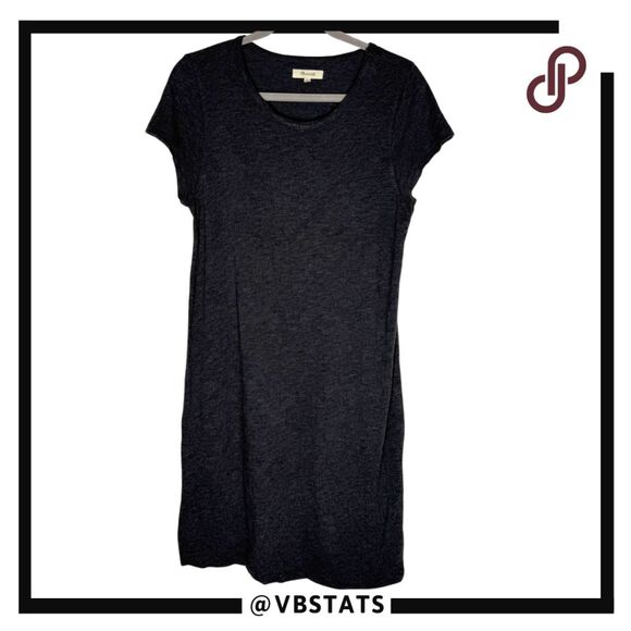 Madewell Womens‎ Heather Short Sleeve Slit T-shirt Midi Dress Charcoal Large - Picture 3 of 12